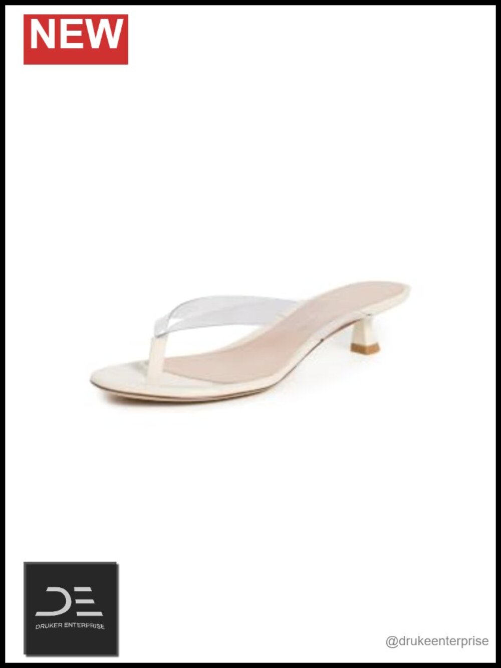 Women's Kitten Heel Open Toe Ankle Strap PVC Slip On Sandals